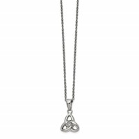 Chisel Stainless Steel Polished Necklace with Preciosa Crystal Trinity Knot Pendant on a Cable Chain with a 1 Inch Extension, 16" view 1