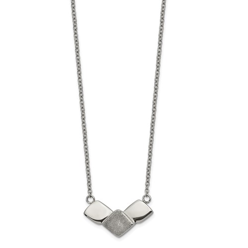 Chisel Stainless Steel Polished Laser Cut Squares on a Cable Chain Necklace with a 2.5 Inch Extension, 15"