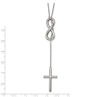 Chisel Stainless Steel Polished Cross Infinity Adjustable Up to Slipon Cable Chain Necklace - 25in view 3