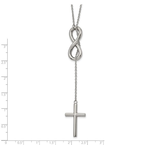 Chisel Stainless Steel Polished Cross/Infinity Adjustable up to 25 inch Slipon Cable Chain Necklace