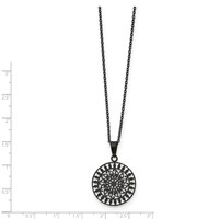 Stainless Steel Polished Black IP-plated Laser Cut Necklace with 2in Ext, 16" view 2