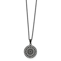 Stainless Steel Polished Black IP-plated Laser Cut Necklace with 2in Ext, 16" view 1