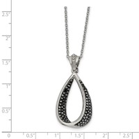 Stainless Steel Polished Teardrop Black Preciosa Crystal Necklace, 22" view 3