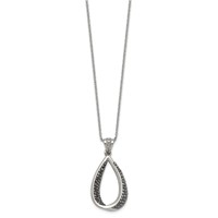 Stainless Steel Polished Teardrop Black Preciosa Crystal Necklace, 22" view 1