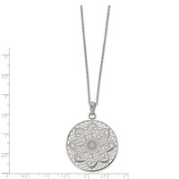 Chisel Stainless Steel Polished Cut-out Floral Pendant on a Cable Chain Necklace, 22" view 2