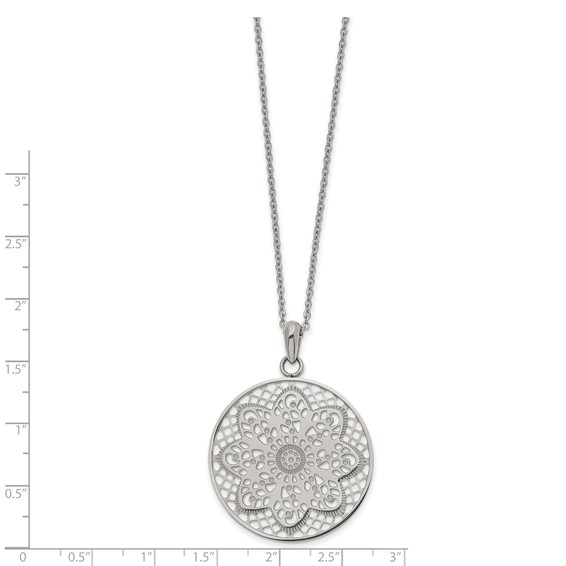 Chisel Stainless Steel Polished Cut-out Floral Pendant on a 22 inch Cable Chain Necklace