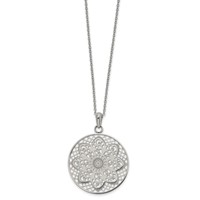 Chisel Stainless Steel Polished Cut-out Floral Pendant on a Cable Chain Necklace, 22" view 1