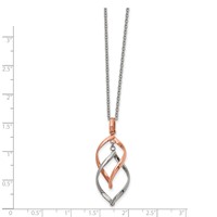 Chisel Stainless Steel Polished Rose IP-plated Twisted Pendant on a Cable Chain Necklace with a 2 Inch Extension, 16" view 2