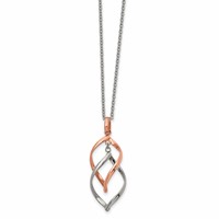 Chisel Stainless Steel Polished Rose IP-plated Twisted Pendant on a Cable Chain Necklace with a 2 Inch Extension, 16" view 1