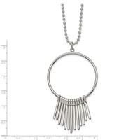 Chisel Stainless Steel Polished Circle Necklace with Bars Pendant on a Ball Chain, 22" view 3