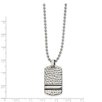 Chisel Stainless Steel Antiqued and Polished Hammered Reversible Dog Tag on a Ball Chain Necklace, 22" view 3