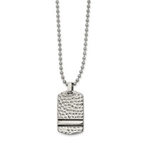 Chisel Stainless Steel Antiqued and Polished Hammered Reversible Dog Tag on a Ball Chain Necklace, 22" view 1