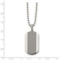 Chisel Stainless Steel Polished Necklace with Black Enamel Stripes Dog Tag on a Ball Chain, 22" view 2