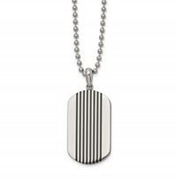 Chisel Stainless Steel Polished Necklace with Black Enamel Stripes Dog Tag on a Ball Chain, 22" view 1