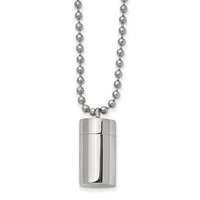 Chisel Stainless Steel Polished Capsule That Opens on a Ball Chain Necklace, 22" view 1