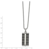 Stainless Steel Polished Black IP-plated Laser Cut Rectangle Necklace, 22" view 2