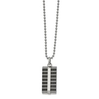 Stainless Steel Polished Black IP-plated Laser Cut Rectangle Necklace, 22" view 1