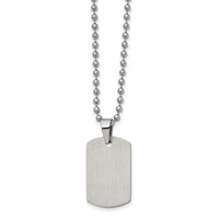 Chisel Stainless Steel Brushed and Polished Reversible Dog Tag on a Ball Chain Necklace, 22" view 2