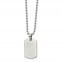 Chisel Stainless Steel Brushed and Polished Reversible Dog Tag on a Ball Chain Necklace, 22" view 1