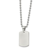 Chisel Stainless Steel Brushed and Polished Reversible Dog Tag on a Ball Chain Necklace, 22" view 2