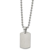 Chisel Stainless Steel Brushed and Polished Reversible Dog Tag on a Ball Chain Necklace, 22" view 1