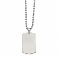 Chisel Stainless Steel Brushed and Polished Reversible Dog Tag on a Ball Chain Necklace, 22" view 2