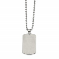 Chisel Stainless Steel Brushed and Polished Reversible Dog Tag on a Ball Chain Necklace, 22" view 1