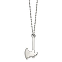 Chisel Stainless Steel Polished Hatchet Pendant on a Ball Chain Necklace, 22" view 2