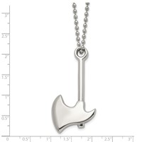 Chisel Stainless Steel Polished Hatchet Pendant on a Ball Chain Necklace, 22" view 3
