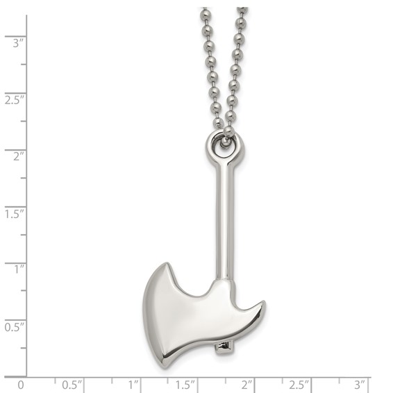 Chisel Stainless Steel Polished Hatchet Pendant on a 22 inch Ball Chain Necklace