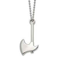 Chisel Stainless Steel Polished Hatchet Pendant on a Ball Chain Necklace, 22" view 1