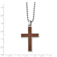 Stainless Steel Polished Necklace with Carbon Fiber & Wood Inlay Reversible view 3