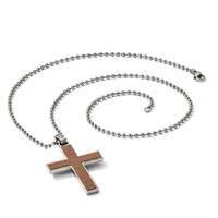 Stainless Steel Polished Necklace with Carbon Fiber & Wood Inlay Reversible view 4