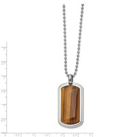 Chisel Stainless Steel Polished Necklace with Tiger's Eye Dog Tag on a Ball Chain, 22" view 2