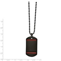 Chisel Stainless Steel Polished Black IP-plated Necklace with Tiger's Eye Dog Tag on a Ball Chain, 22" view 2