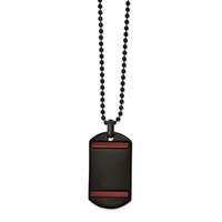 Chisel Stainless Steel Polished Black IP-plated Necklace with Tiger's Eye Dog Tag on a Ball Chain, 22" view 1