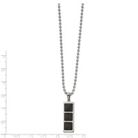 Stainless Steel Brushed & Polished Solid Black Carbon Fiber Necklace, 22" view 2