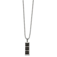 Stainless Steel Brushed & Polished Solid Black Carbon Fiber Necklace, 22" view 1