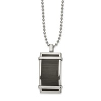 Stainless Steel Polished Curved Solid Black Carbon Fiber Inlay Neckla, 22" view 1