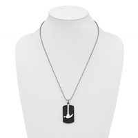 Chisel Stainless Steel Polished Black IP-plated Dog Tag Necklace with Hammer Pendant on a Ball Chain, 24" view 4