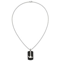 Chisel Stainless Steel Polished Black IP-plated Dog Tag Necklace with Hammer Pendant on a Ball Chain, 24" view 5