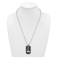 Chisel Stainless Steel Brushed and Polished Black IP-plated Dog Tag Necklace with Axe Pendant on a Ball Chain, 24" view 4