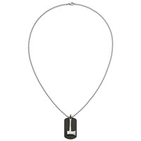 Chisel Stainless Steel Brushed and Polished Black IP-plated Dog Tag Necklace with Axe Pendant on a Ball Chain, 24" view 5