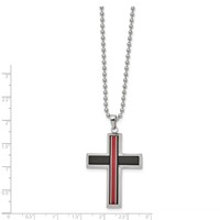Chisel Stainless Steel Brushed and Polished Necklace with Fiber Glass Cross Pendant on a Ball Chain, 22" view 2