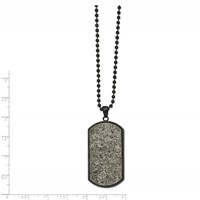 Chisel Stainless Steel Polished Black IP-plated Necklace with Sedimentary Rock Dog Tag on a Ball Chain, 24" view 2