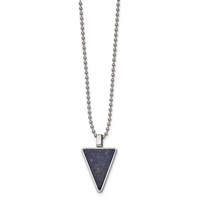 Chisel Stainless Steel Polished Necklace with Lapis Triangle Pendant on a Ball Chain, 22" view 2