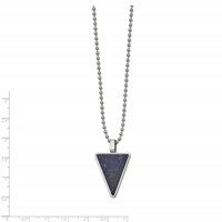 Chisel Stainless Steel Polished Necklace with Lapis Triangle Pendant on a Ball Chain, 22" view 3