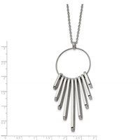 Chisel Stainless Steel Polished Circle Necklace with Bars Pendant on a Cable Chain, 20" view 3