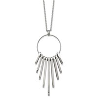 Chisel Stainless Steel Polished Circle Necklace with Bars Pendant on a Cable Chain, 20" view 1