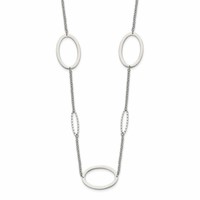 Chisel Stainless Steel Polished Fancy Oval Link Necklace, 38" view 1